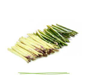 Asperges vertes et blanches disposées en vrac