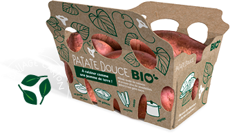 Barquette carton 100% recyclable de patates douces