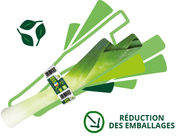 Picto poireau, emballage papier recyclable et réduction des emballages